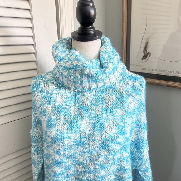 Free People Sweater Dress Womens XS Blue Ice Castle Winter Storm Tunic Oversized - Picture 3 of 10